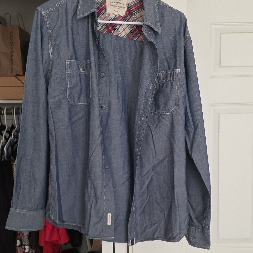 Weatherproof Mens Blue Casual Button-Down Shirt